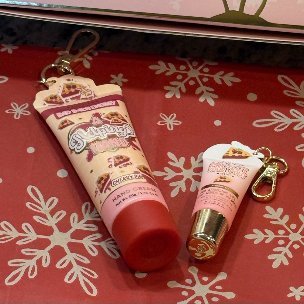 P. Louise Helping Hands Cherry Pie Hand Cream and mini lip conditioner NEW